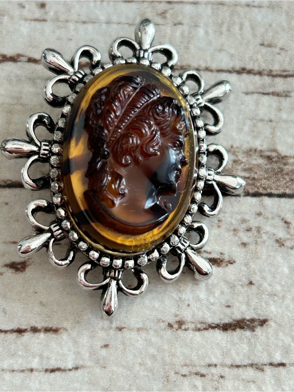 4/$100 Sarah Coventry Vintage-Style Brown Cameo Brooch